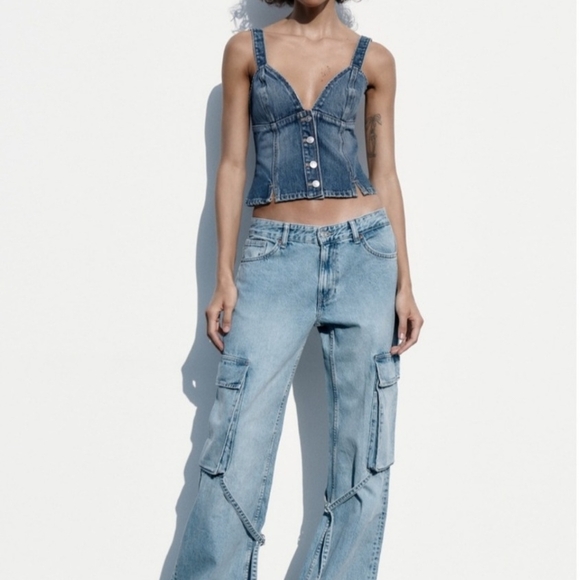 Zara Denim - NWT ZARA Cargo Jeans with Side Zippers – Size 6 / 38